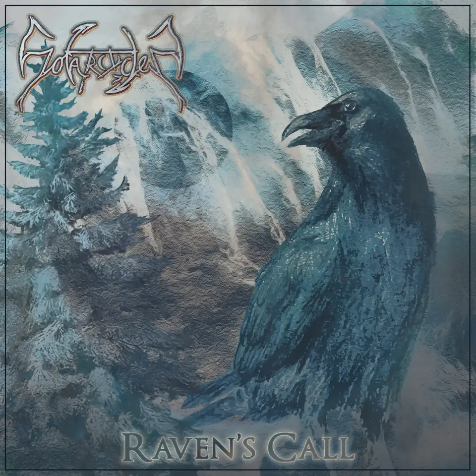 Raven’s Call cover art: a raven in profile against snowy mountains, with a pine tree behind it